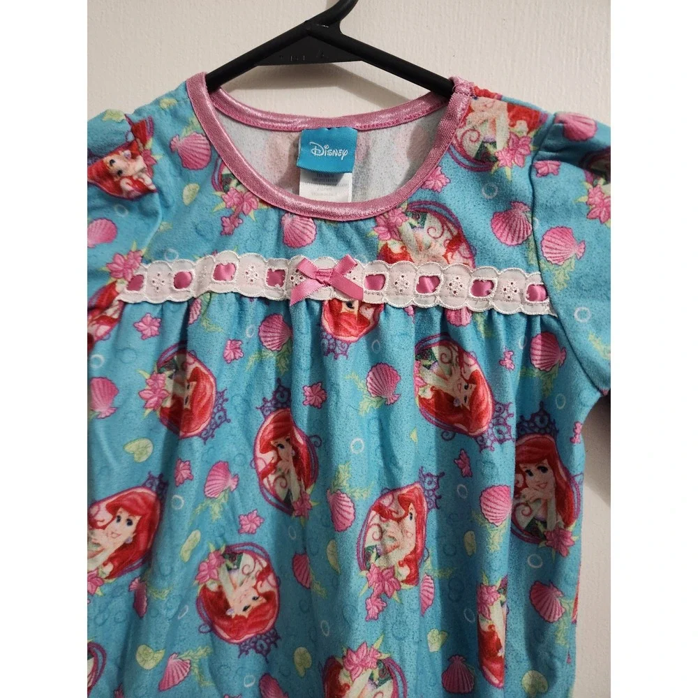 Disney Princess Ariel Little Mermaid Nightgown Blue Fleece Toddler Size 3T